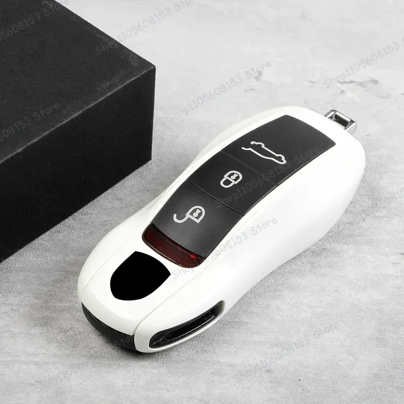 For Porsche Macan Cayenne Panamera 718 911 Taycan Key Cover Protective Key Case White Car Key Organizer Accessory 2