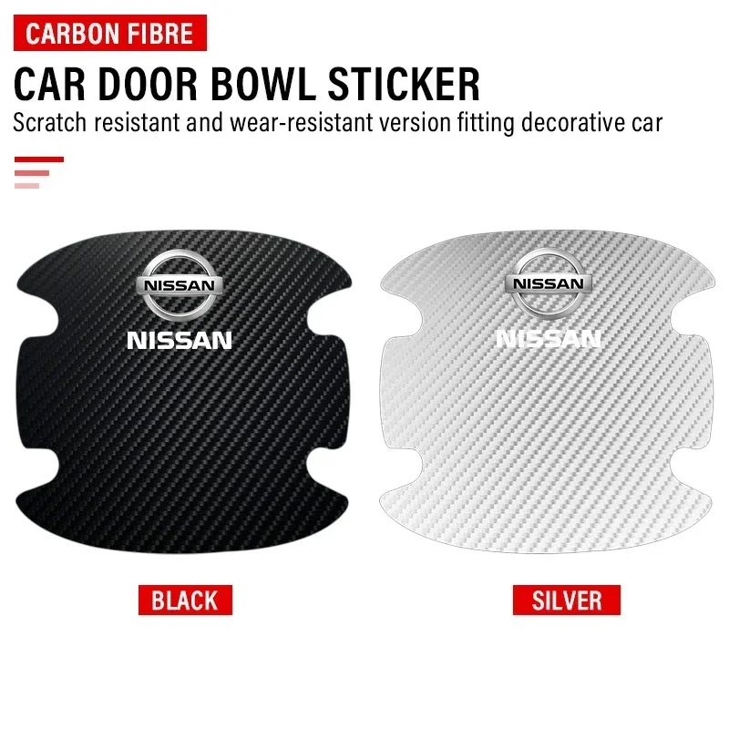 4Pc/Set Car Door Handle 3D Sticker Carbon Fiber Scratches Resistant For Nissan Nismo Qashqai J11 J10 Juke X Trail Tiida Teana