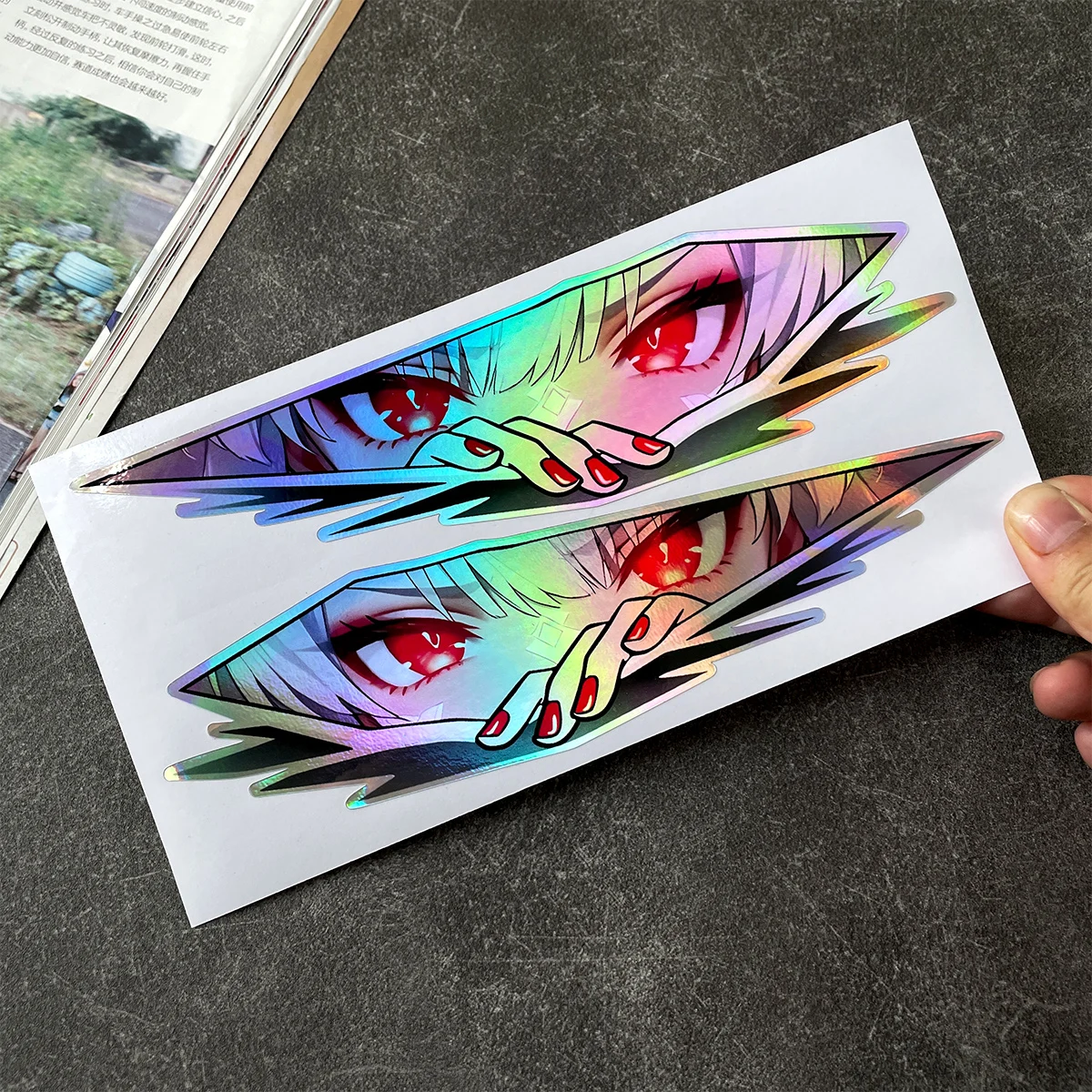 JDM Anime Mädchen Aufkleber Laser Regenbogen Auto Fenster Windschutzscheibe Motorrad Körper Moto Helm Vinyl Dekoration Zubehör Aufkleber
