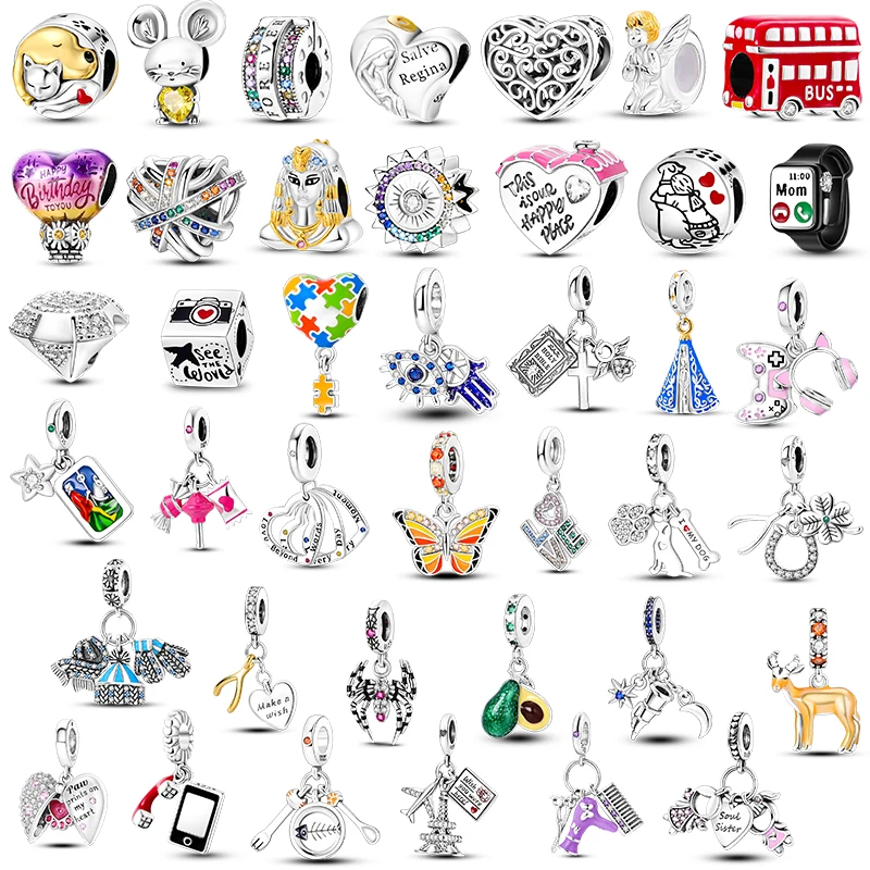 

QWC New charm Mice and cats 925 sterling silver Bead Fit Pandora 925 Original bracelet pendientes mujer charms fast dropship