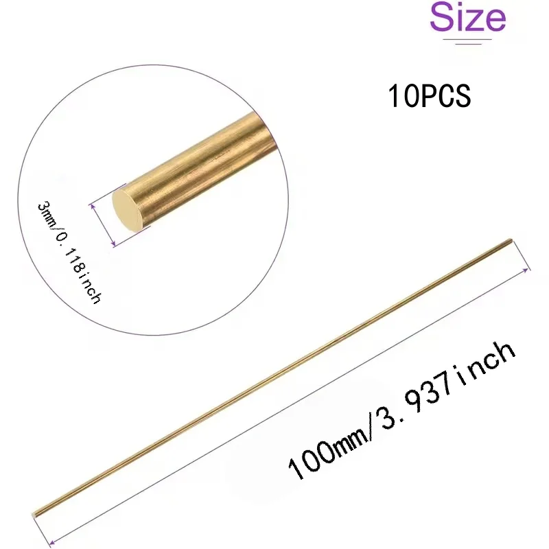 10Pc d3×100mm Copper Welding Rod High Hardness Wear-Resistant for Heavy Tool Holder Mold Guide Sleeve Welding