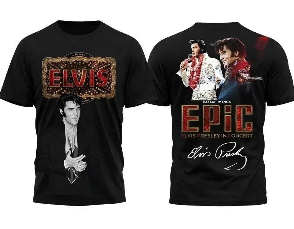 26 New Elvis Presley European and American Retro Rock Superstar Singer Commemorative Jersey 3D Quick Drying Sports Men's T-shirt