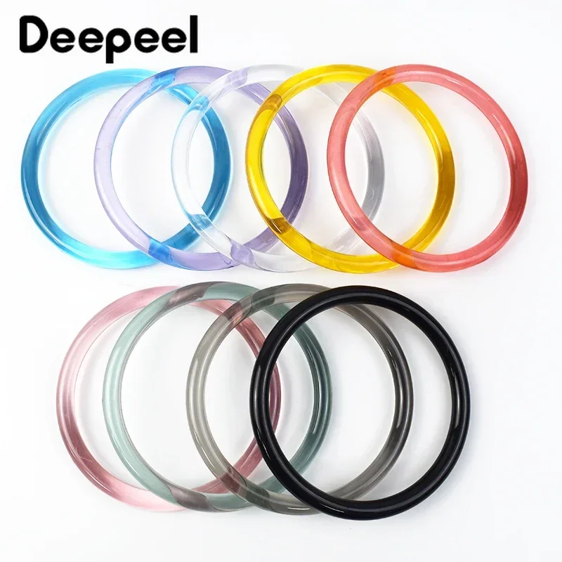 2/4Pcs Deepeel 10cm Acrylic Transparent Round Bag Handle Plastic Handbag Purse Handles Resin Wristband DIY Handmade Accessories