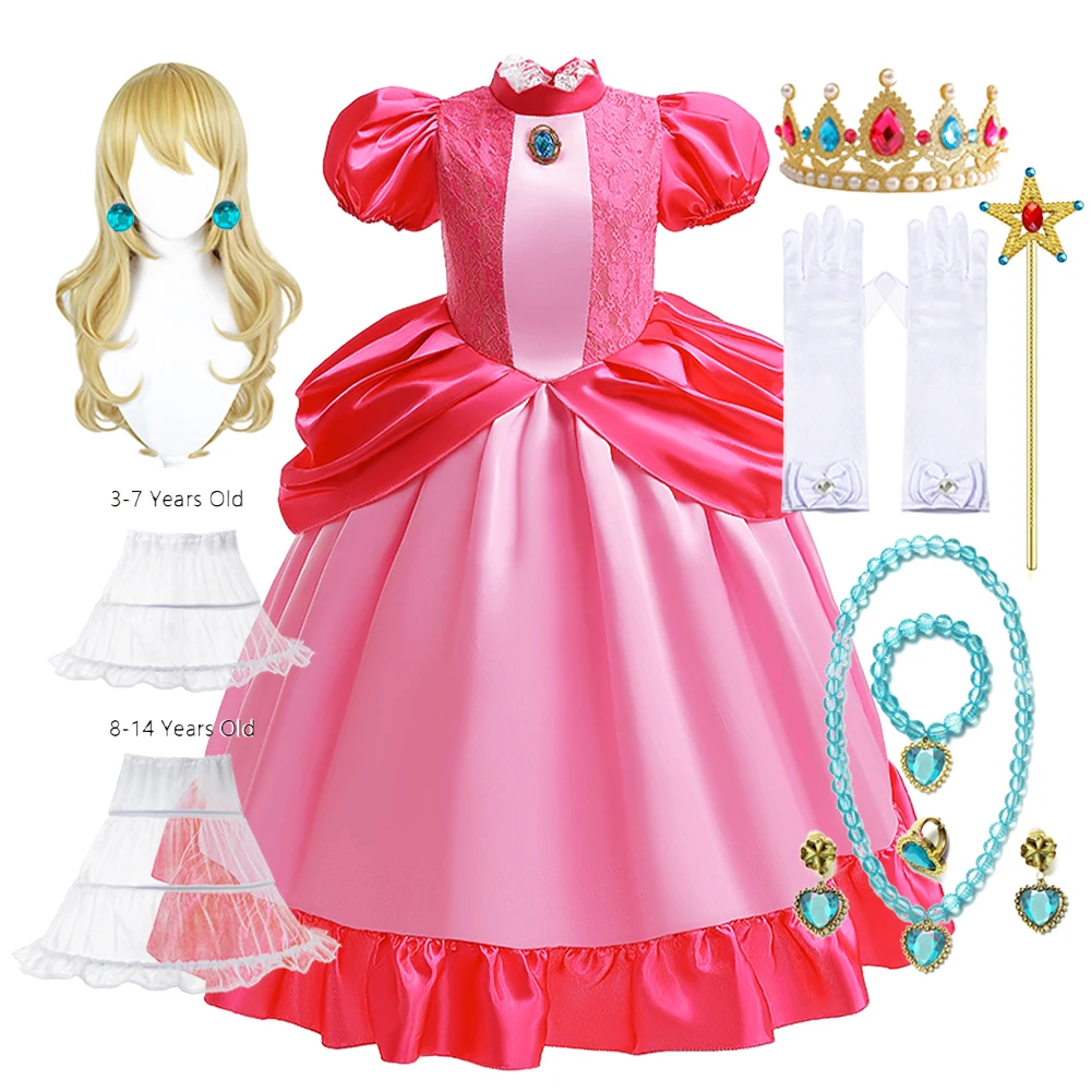 

Peach Dress for Girls Halloween Cosplay Costume Children Stage Performance Clothes Kids Birthday Carnival Party Pink Outfits