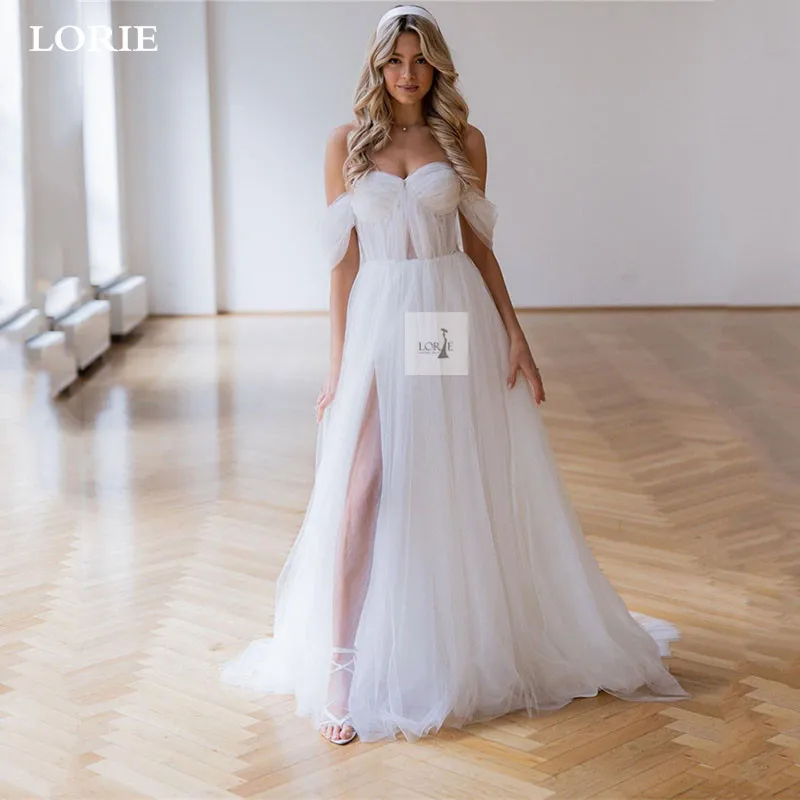 

LORIE Simple Wedding Dresses A Line Tulle Boho Bride Gown 2024 Side Split vestidos de novia