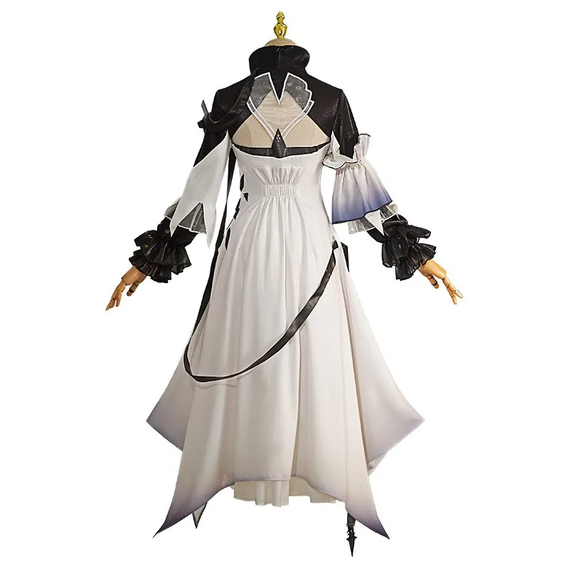 Game Arknights Theresa Civilight Eterna Cosplay Costume Anime Sarkaz White Dress Headwear Wig Woman Halloween Party Suit