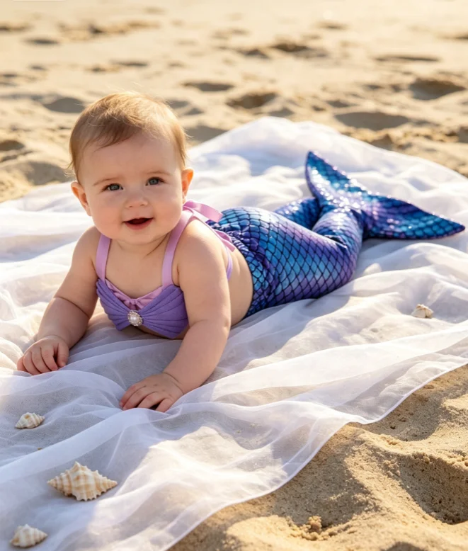 

Newborn Mermaid Photography Costume Baby Photo Prop 100 Days Shooting Outfit Euro Style Studio Posing Photoshoot Dress Accessory