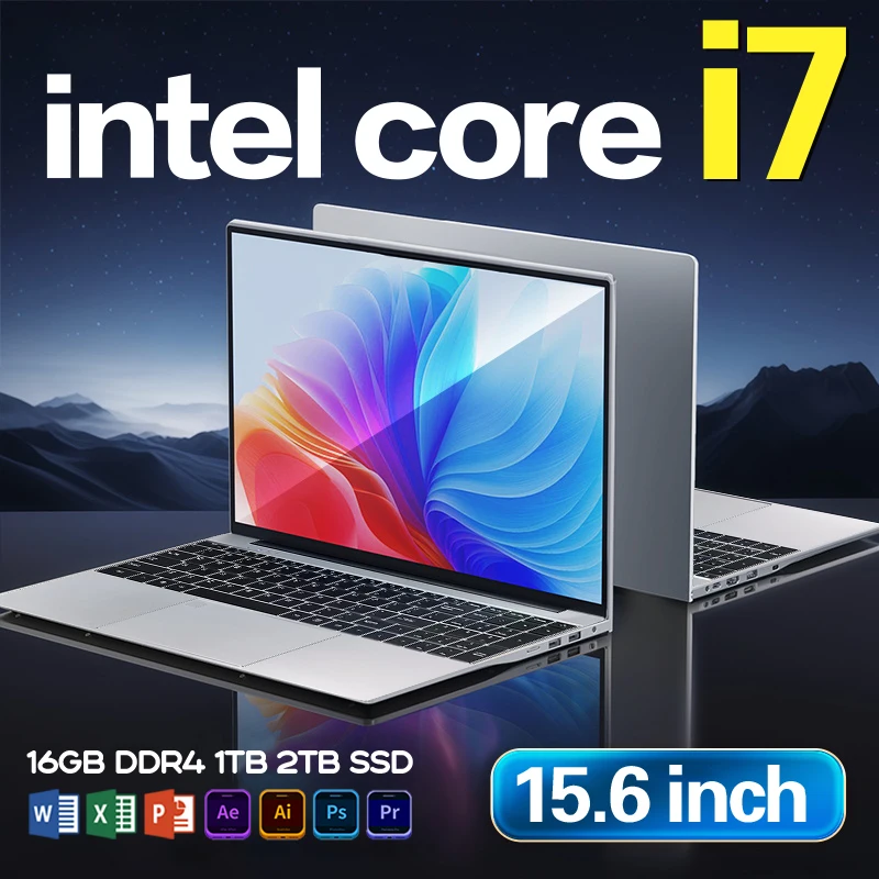 

2025 Laptop Computer intel core i7-8500Y Windows 11 Pro Notebook 15.6 inch 1920*1080P 16GB DDR4 1TB 2TB SSD Office Stduy Laptops