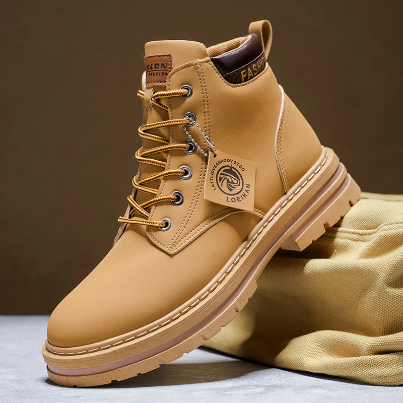 

2025 Новая повседневная обувь Мужская обувь с высоким берцем из искусственной кожи на плоской подошве Мужские кроссовки Модные прогулочные шорты Ботильоны на шнуровке Черные