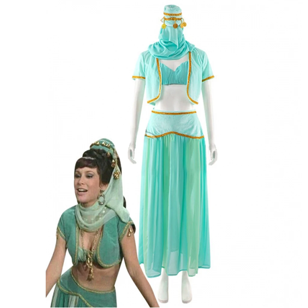 I Dream of Jeannie Jeannie's Sister Jeannie II Green Dress Cosplay Costume Halloween Costume Dress for women