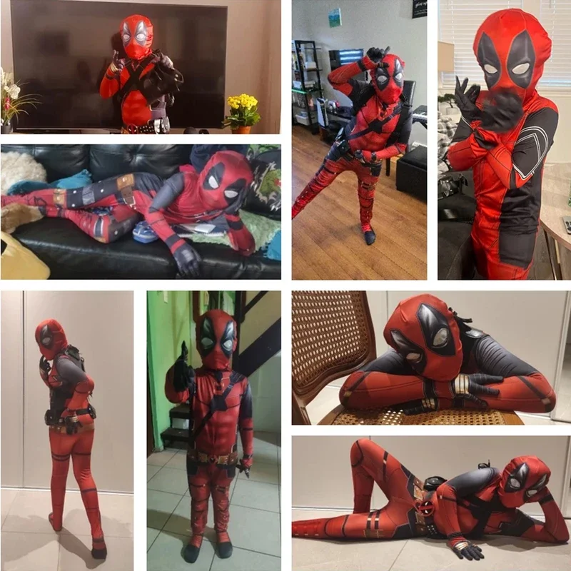 MARVEL Deadpool Cosplay Boys Men's Costume Quality Spandex Superhero Movie Character Bodysuit with Mask Children Christmas Gift