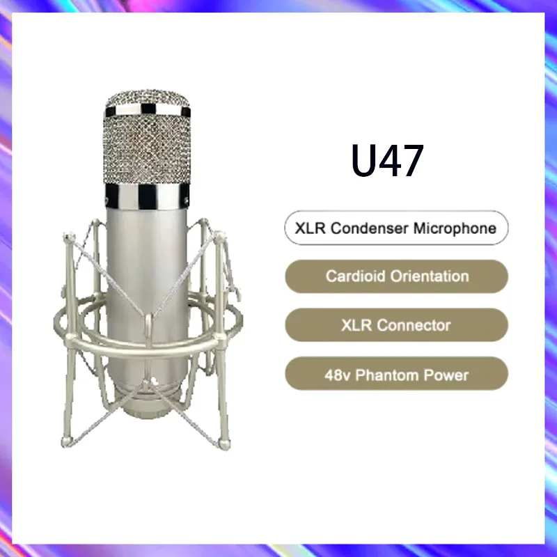 

New U47 Studio High Quality Condenser Microphone XLR Wired Low Noise Multi-Pattern Recording for Broadcasting Podcasting，tiktok