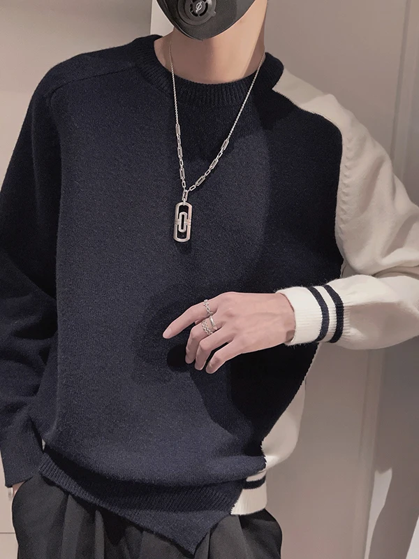 

Men's Thiened Sweater Autumn Winter New Sle ular Splicing Inner Wear Knitted irt High-End Trendy Base irt