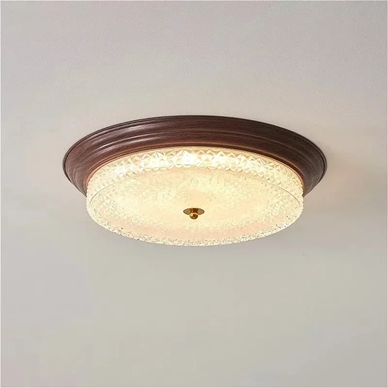 SANDYHA Retro Ceiling Light Glass Pattern Iron LED Hanging Lamp for Living Room Bedroom Dining Table Home Decor Lighting Fixture