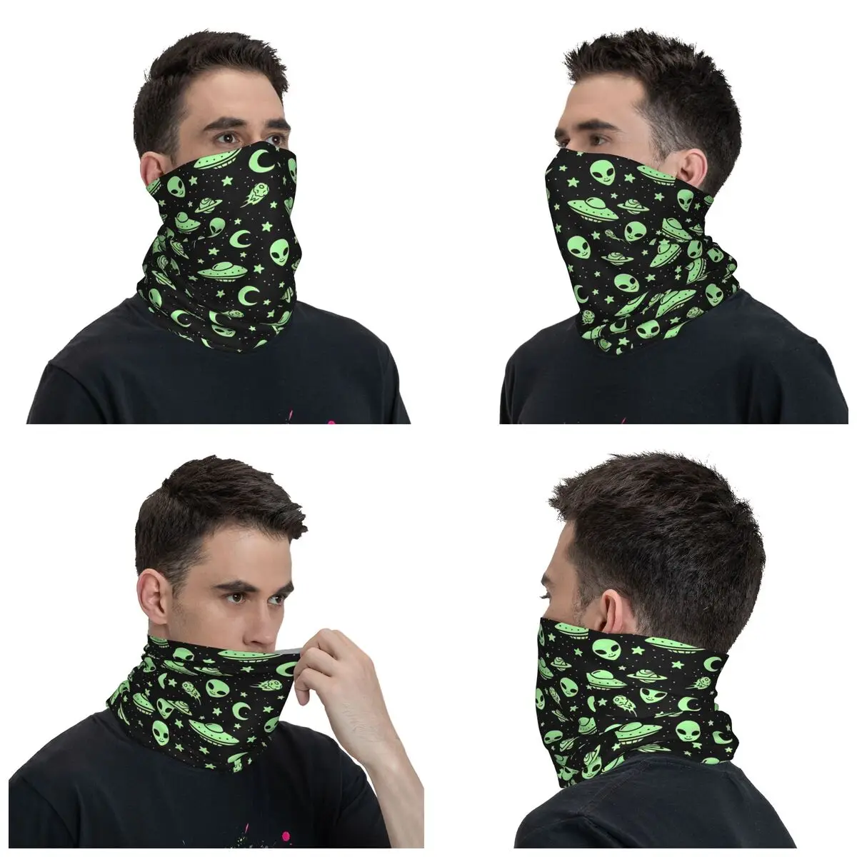 Alien Space Galaxy Pattern Bandana Neck Gaiter Mask Scarf Multifunctional Balaclava Cycling for Men Women Adult Windproof