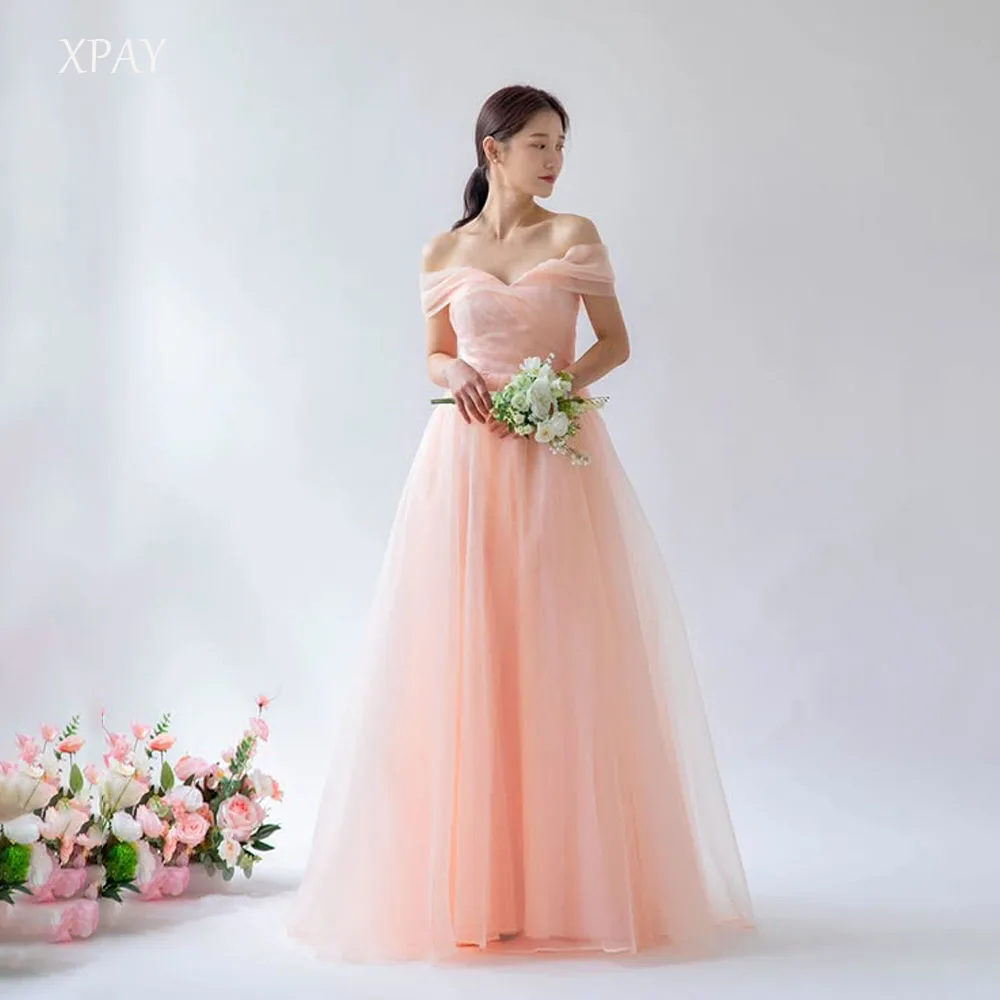 

XPAY Brush pinkSweetheart Collar Korea A Line Evening Dresses Photo Shoot Floor Length A-line Formal Party Prom Gowns Customized