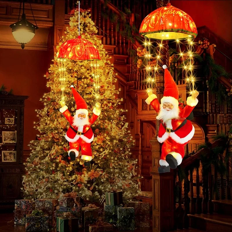 Santa Claus Parachute Light String Indoor LED Christmas Light String Christmas Gift Box Decorative Atmosphere Light