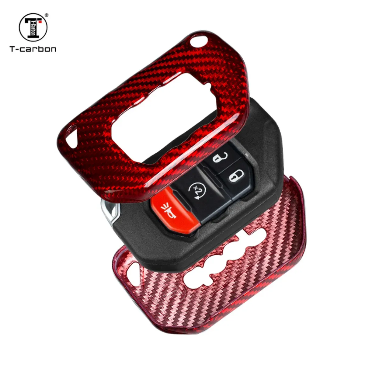 T-carbon New Car Key Cover adatta per Jeep Wrangler JT Gladiator 2018-2021 Remote Protect Shell custodia per chiavi in fibra di carbonio