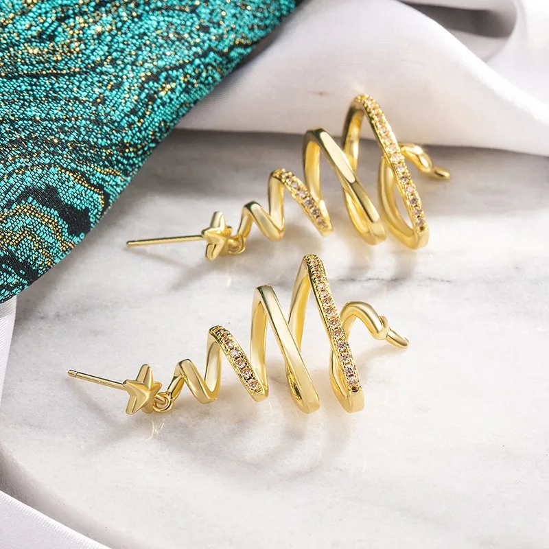 Kreative goldene Linien-Weihnachtsbaum-Ohrhänger für Damen, modische Stern-Ohrringe, Accessoires, Schmuck, Mädchen-Geschenke, Party, Freizeitkleidung – Detail 16