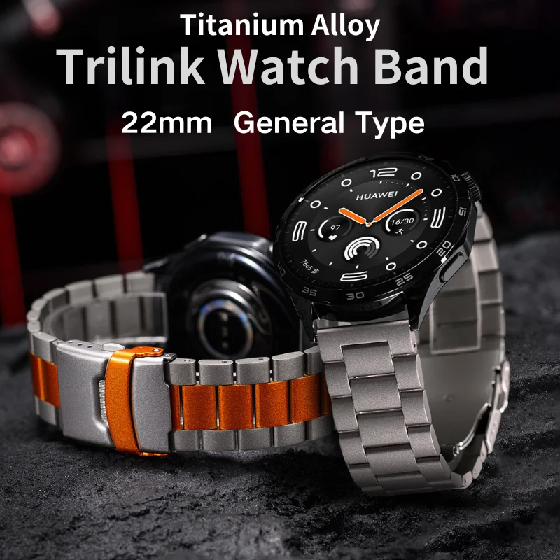 

Titanium Alloy Strap 22mm Universal Model for Wristwatches and Smartwatches Trilink Watchband with 45 Grams Weight Ultra Light