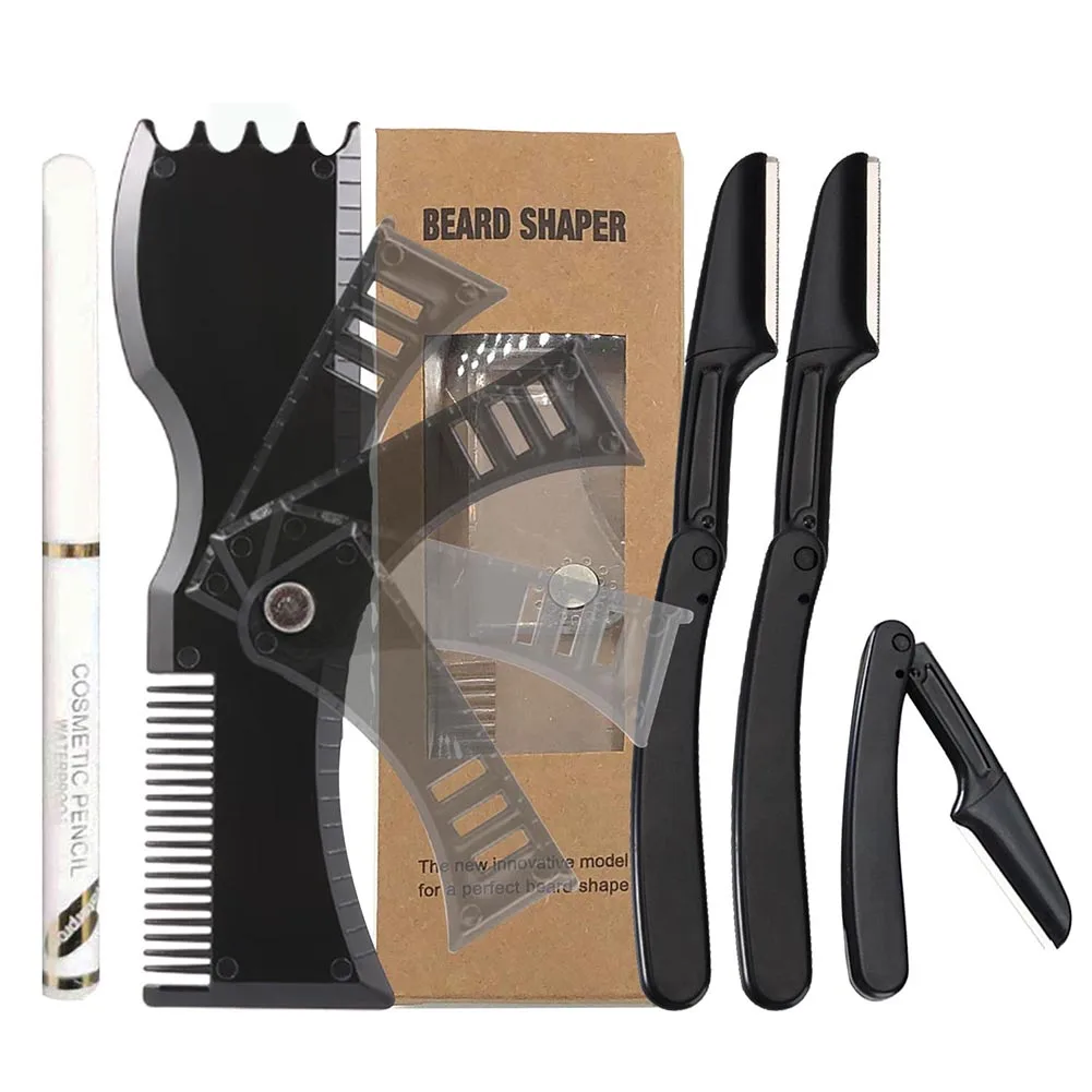 Professional Beard Styling Template Adjustable Mustache Trimming Set Practical Men Shaving Tool Sets Styling Tool