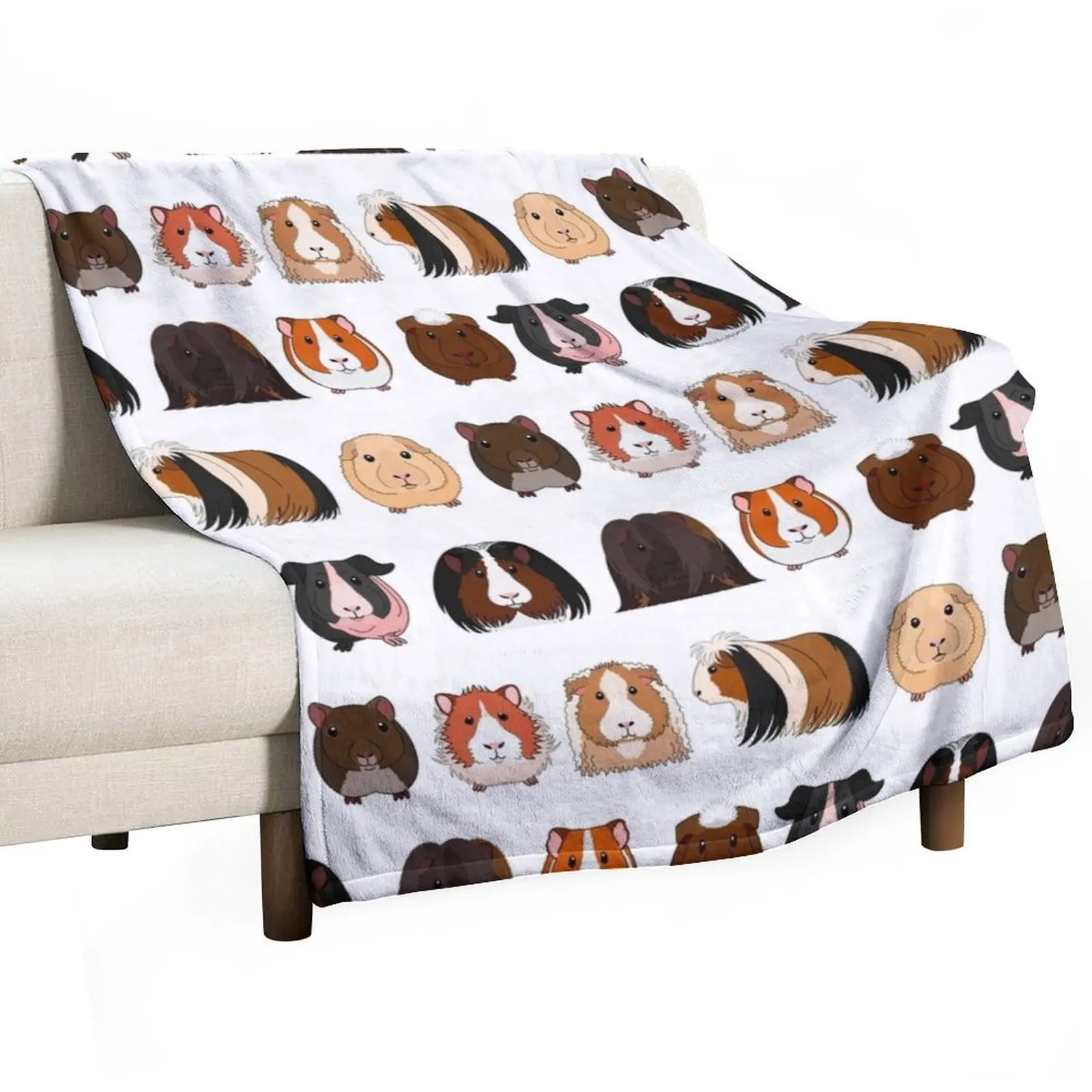 Guinea Pigs Types Throw Blanket Picnic blankets ands Soft Plush Plaid Decorative Beds Blankets