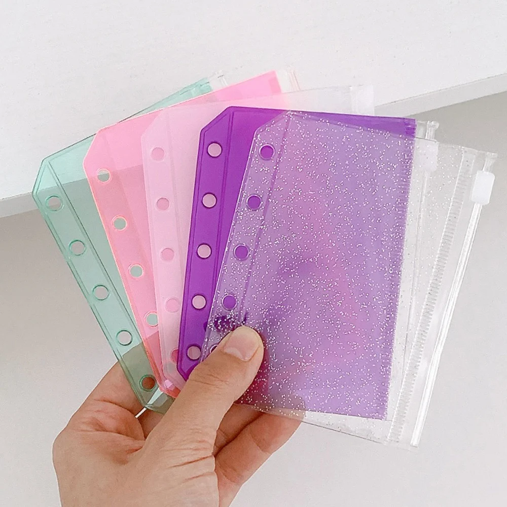 PVC Waterproof M5 Card Holder Pouch Album Inner Page Storage Notebook Inner Page Notebook Material Note Holder Zipper Bag