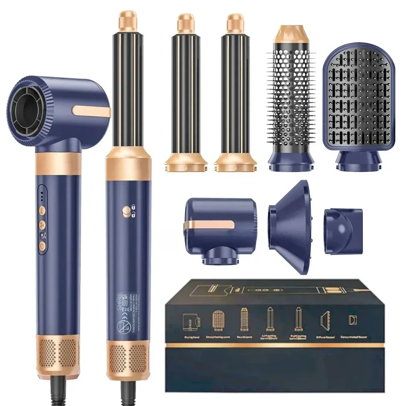 

Professional Hair Dryer 7 in 1 Hair Styling Tools Complete Set Salon Brushless Motor 110000rpm High Speed Ionic Hair Dryer