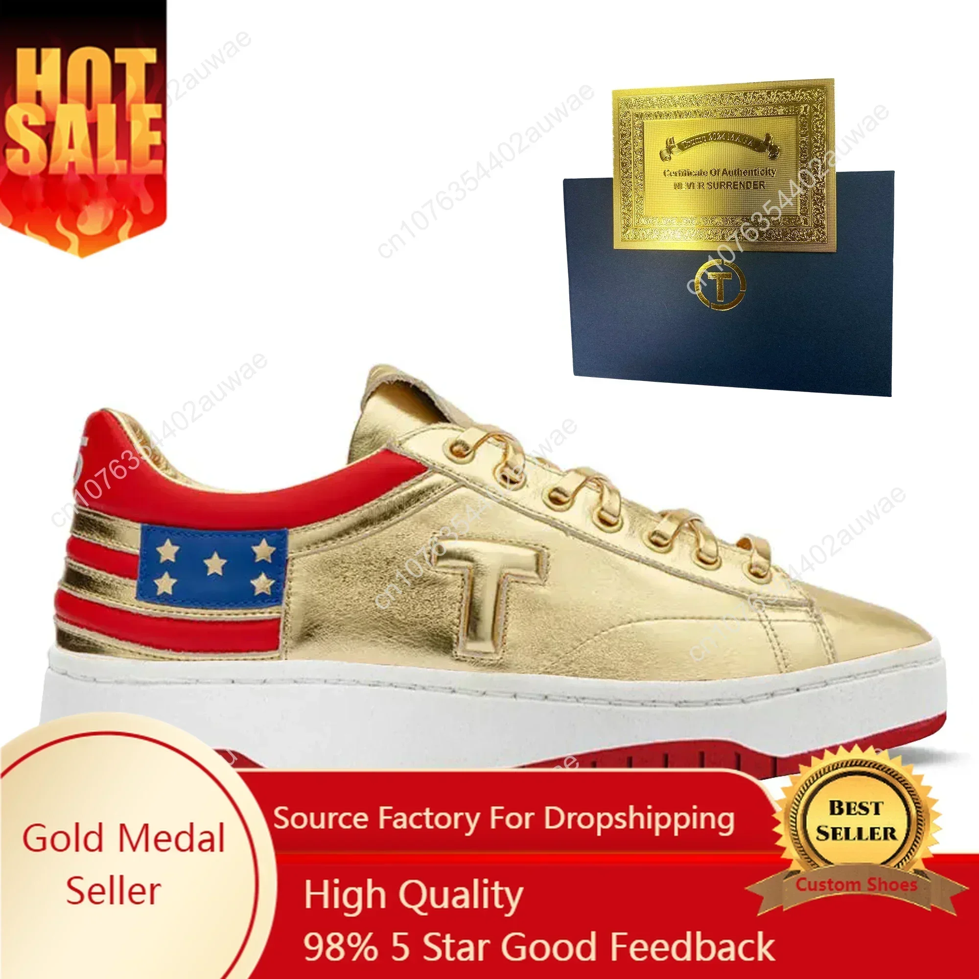 

Trump Gold Shoes 2024 MAGA Never Surrender Shooting Makes Me Stronger Sneakers Basketball Mens Womens Casual Boots Road Shoe