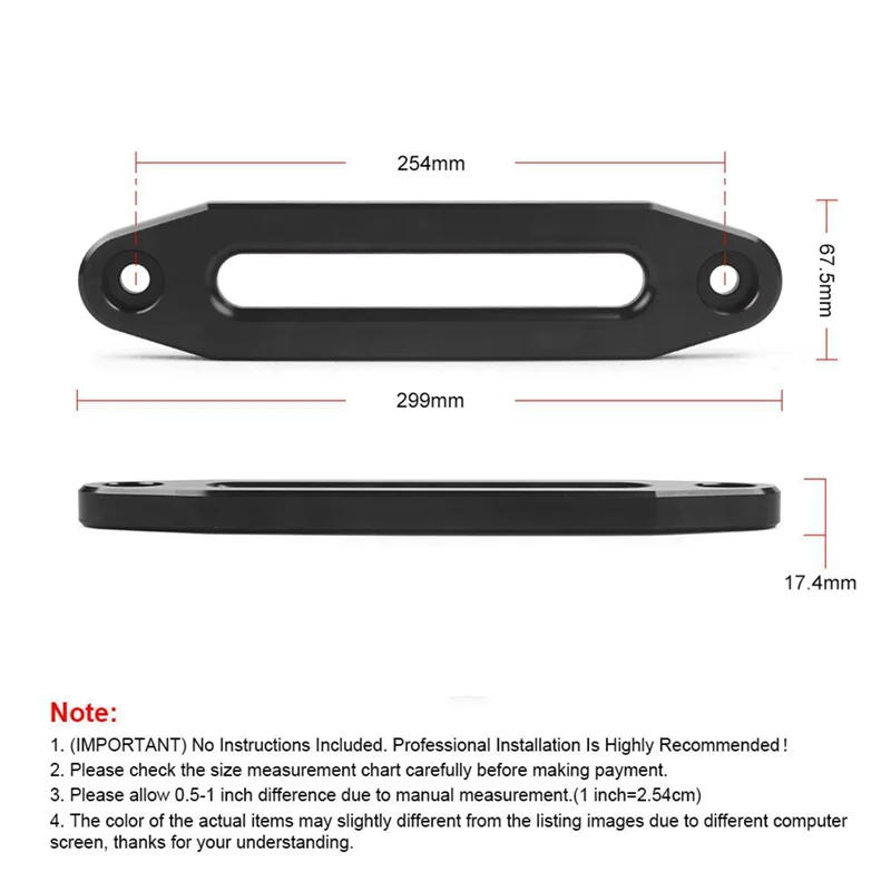 10 Inch 12000 DBS Winch Rope Guide Hawse Aluminum Fairlead for Off Road 4WD Rope Silver Rope Guide Wire Guide Black