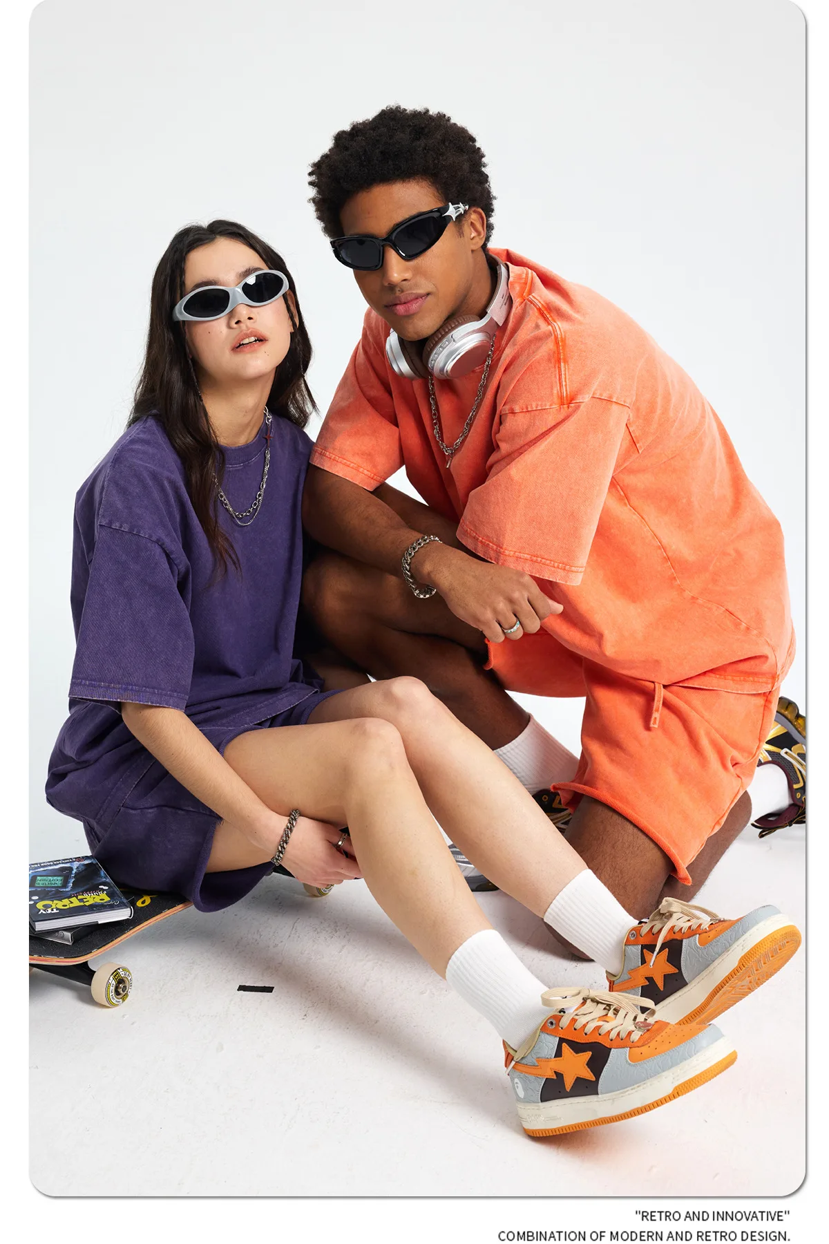 2025 New Tie-Dye Washed Vintage T-Shirt & Shorts Set, Oversize Unisex American Streetwear, Couple Matching Summer Casual Outfit