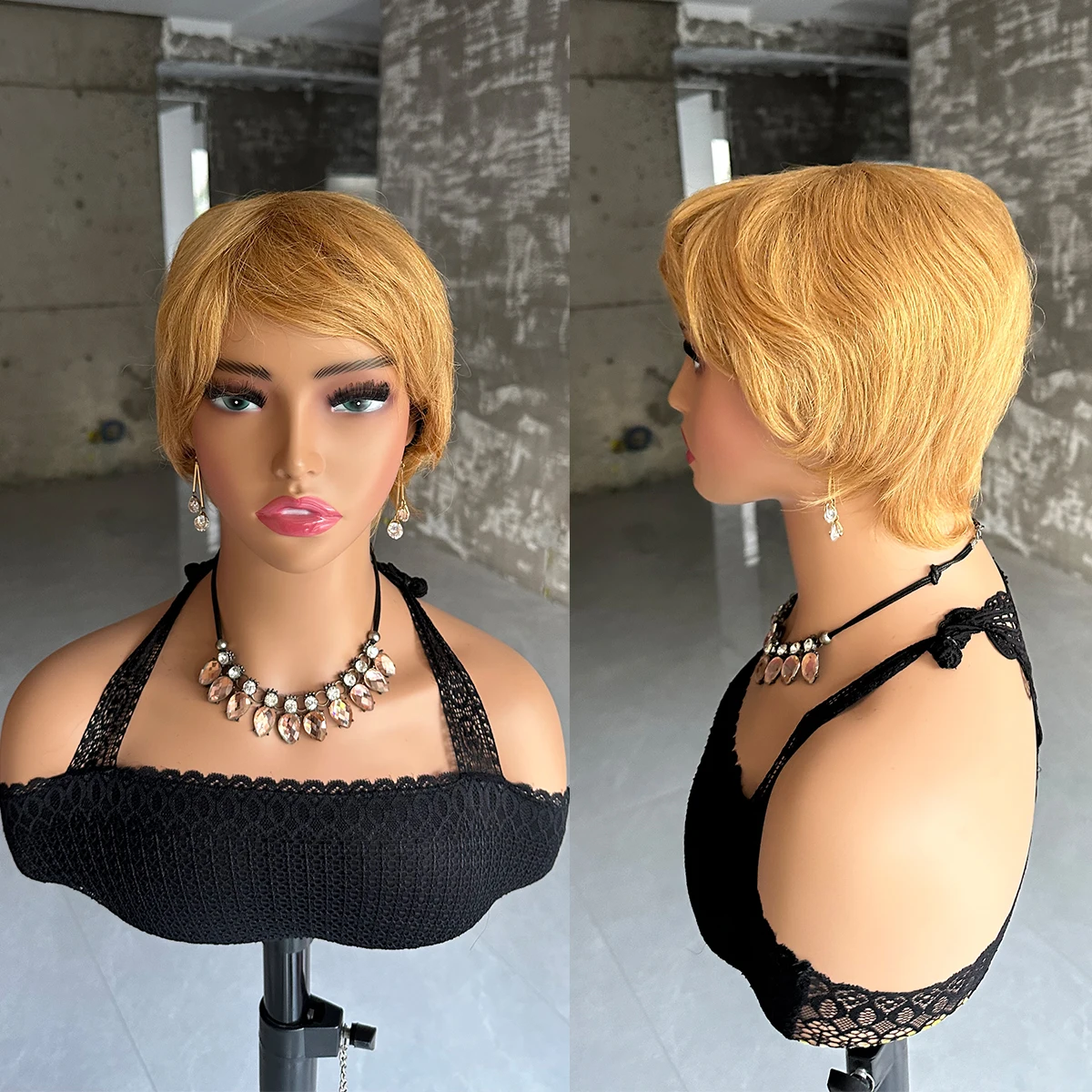 Short Human Hair Wigs, Pixie Cut Straight for Black Women