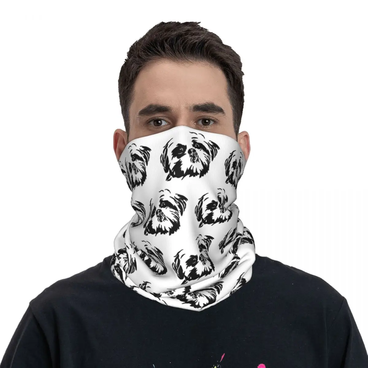 Dog Lover Shih Tzu Crest Bandana Neck Cover Printed Mask Scarf Multi-use Cycling Scarf Hiking Fishing For Men Women Adult Winter