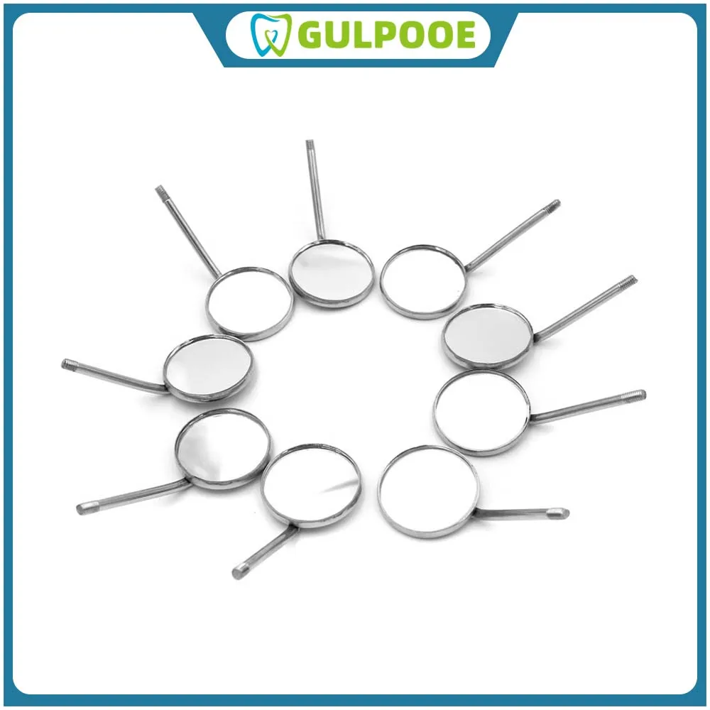 

GULPOOE 12 Pcs/Box Dental Mouth Mirror Reflector Stainless Steel Dental Material Inspection Mouth Mirror Oral Care Tool 4#/5#