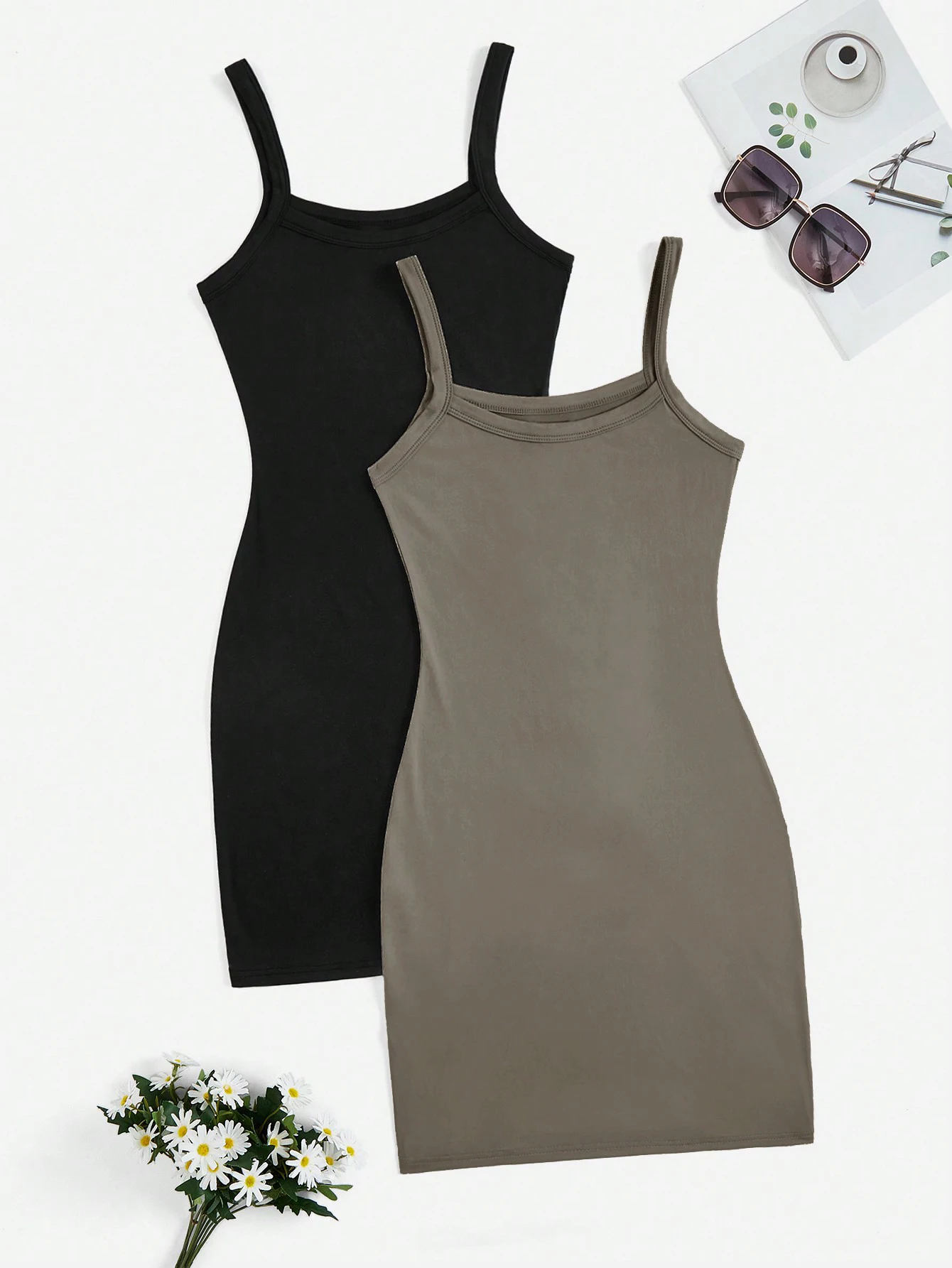 Two-piece solid-color casual dress sets for spring, summer and autumn in Europe and America