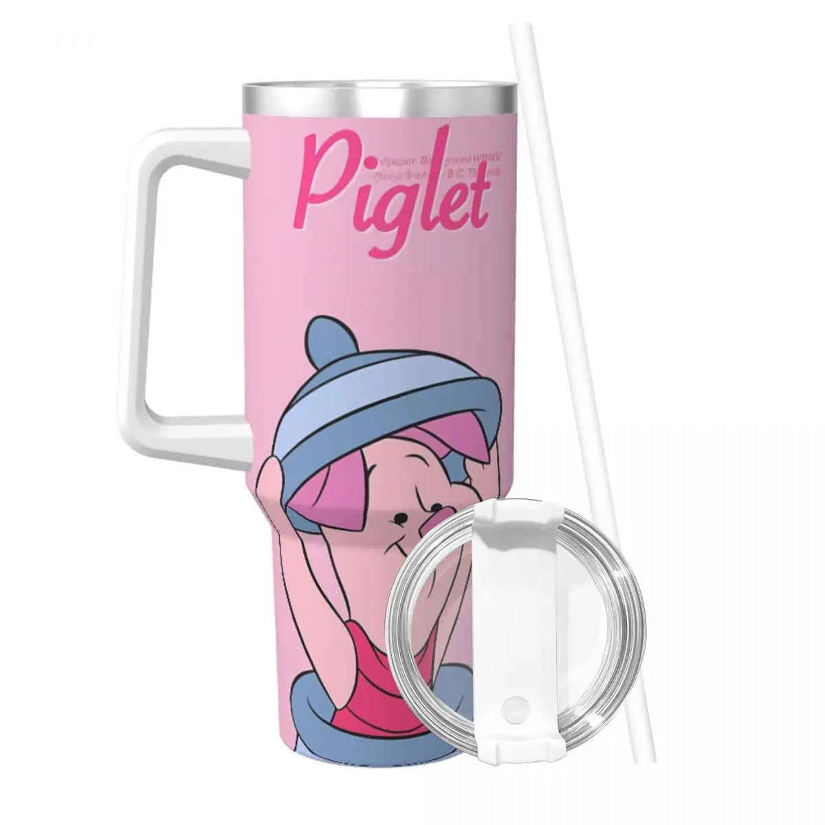 Winnie The Pooh Piglet Stainless Steel Tumbler Beach Mugs Cup 40oz Thermal Cups Keep Heat Cold and Hot Tea Water Bottle