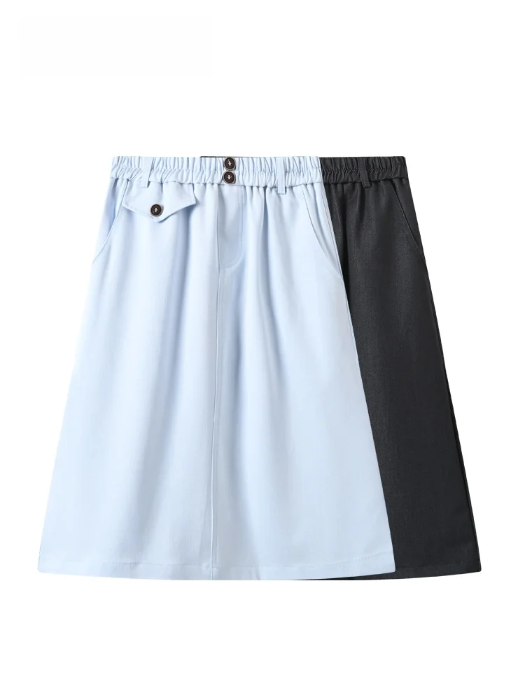 

High Waist A-Line Skirt Women's plus Size Summer New Style College Style Versatile Youthful Trendy Half-length Skirt