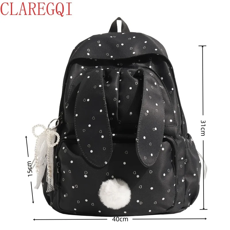 Large capacity school backpack for girls Cherry pink peach rabbitt wavepointcutebackpacksforteengirlsTravelandplaygirlsbackpack