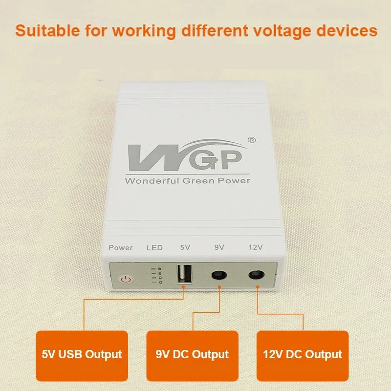 Imagem -02 - Fonte de Alimentação Ininterrupta Mini Ups Router Adaptador Cat Óptico Backup de Grande Capacidade Dc5v 9v 12v 38 wh 10400mah