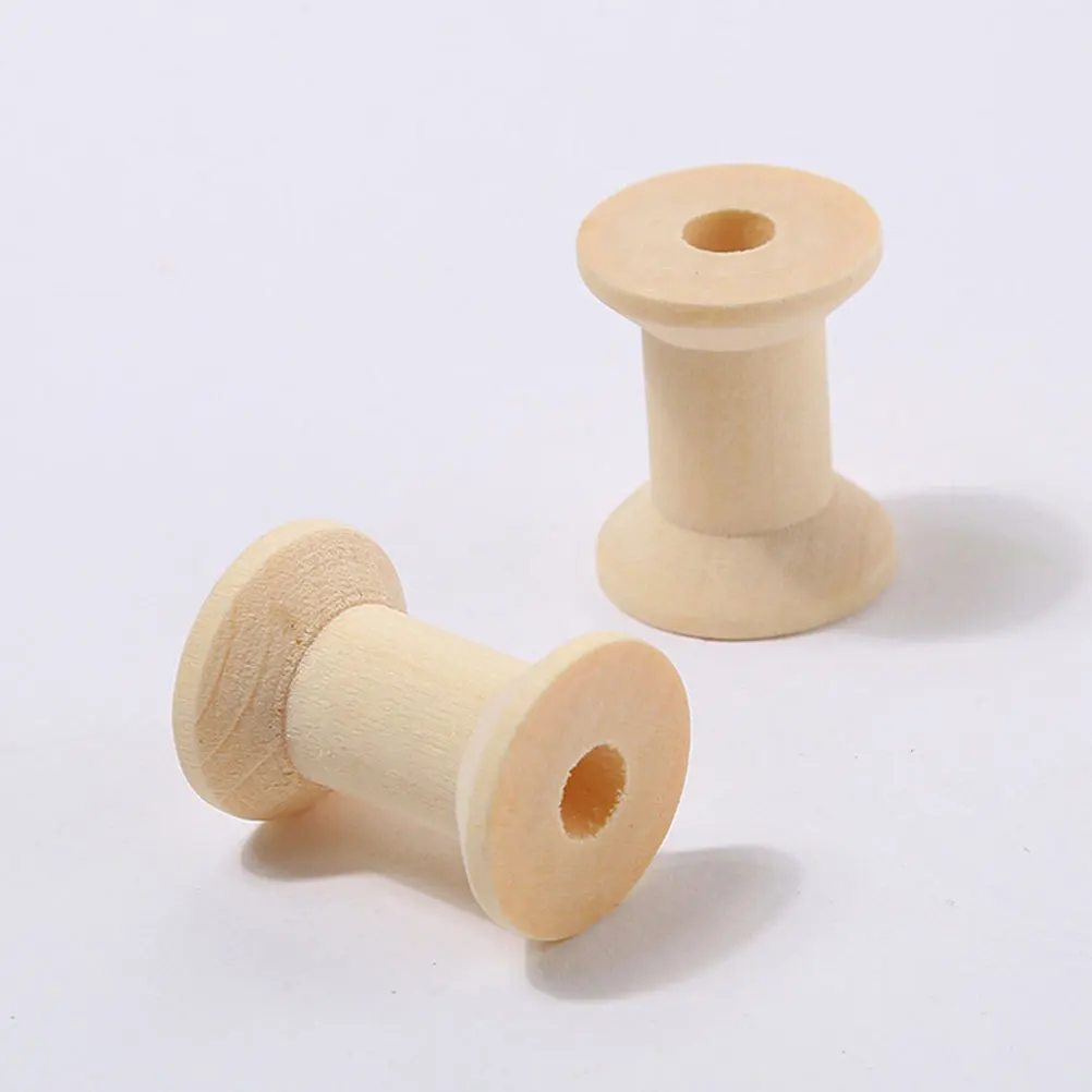 100 قطعة بكرات خشبية غير مكتملة سطح أملس لتقوم بها بنفسك المشاريع الحرفية موضوع سلسلة منظم للأسلاك الساعة الرملية شكل أصفر فاتح