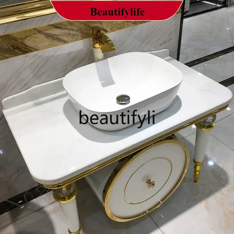 

A185 Stainless steel bathroom cabinet combination bathroom waterproof washbasin intelligent floor European washbasinAsmt52