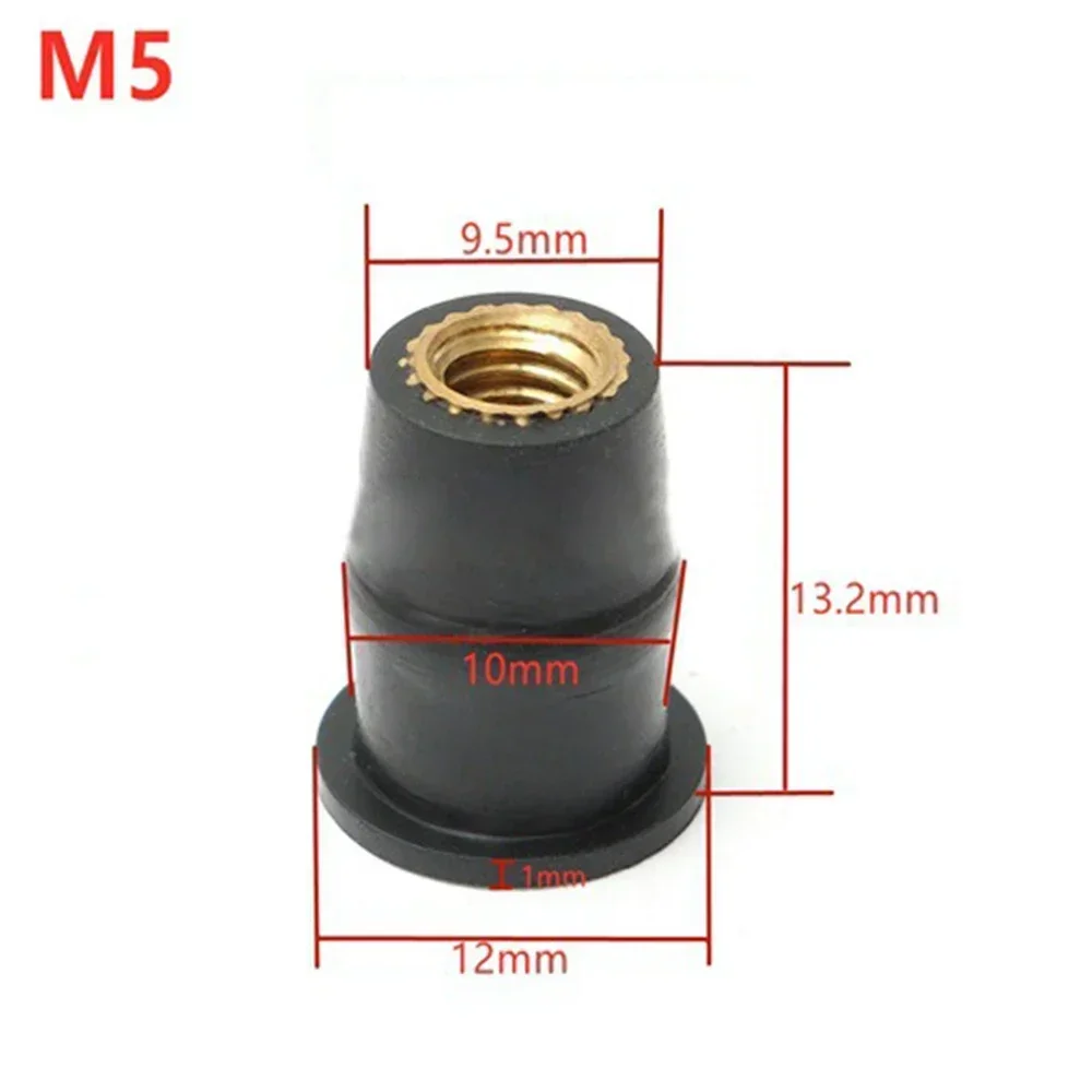 10PCS Universal M5 Rubber Nuts Motorcycle Windscreen Windshield Bolts Screws Nut Fastener Rubber Brass Motorcycle Accessories