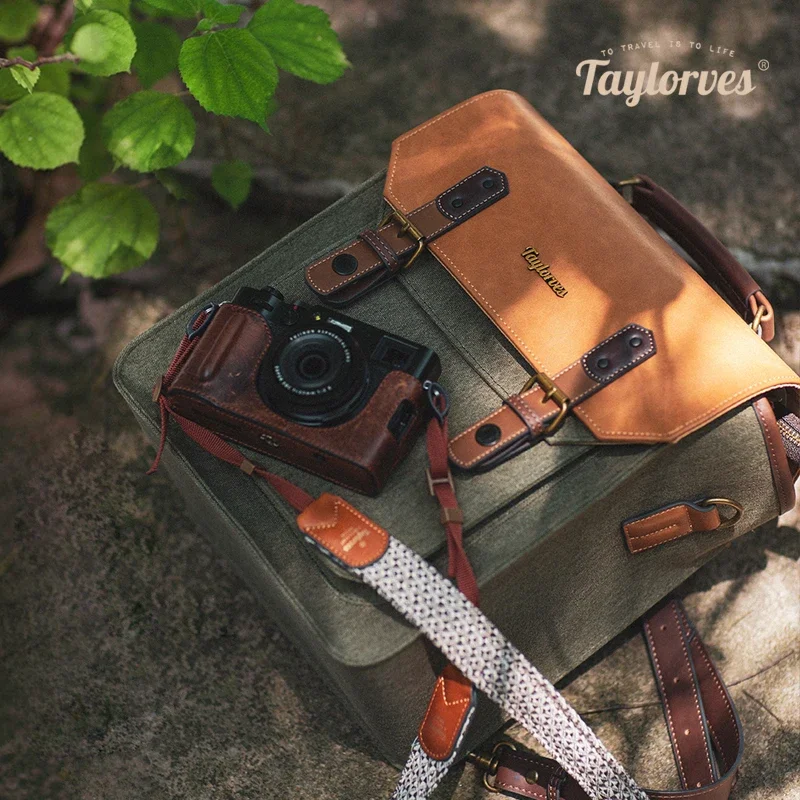 Taylorves Retro Backpack Camera Bag Compatible with Canon, Fuji, Nikon Mirrorless/SLR Cameras, Crossbody Photography Bag