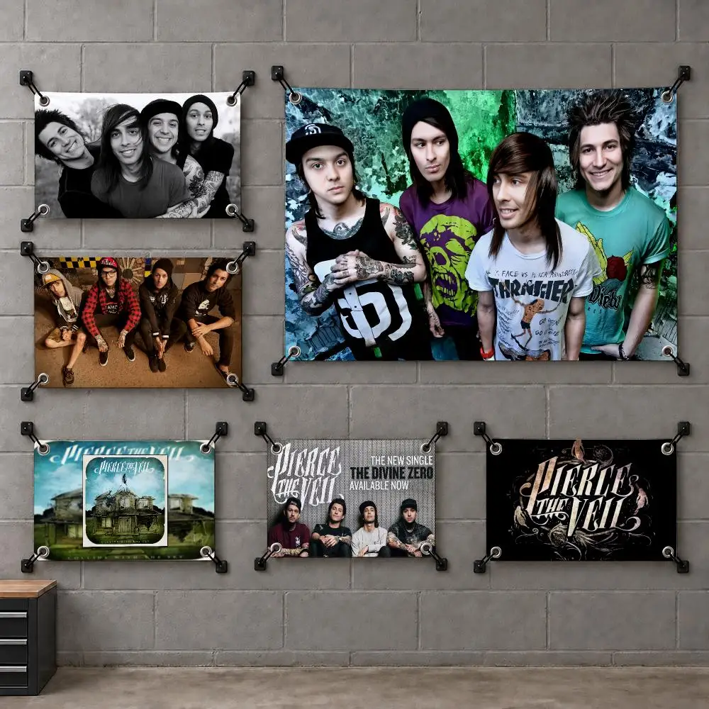 P-Pierce The Veil Rock Band Flags Interior Wall Hanging Background Art Banner Bedroom Home Living Room Outdoor Party Decor