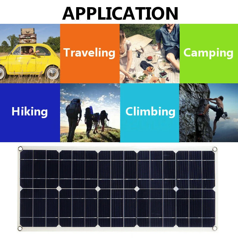 HOT-100W 18V Dual USB Solar Panel Battery +30 PWM Solar Controller For Boat Car Home Camping Hiking 30A