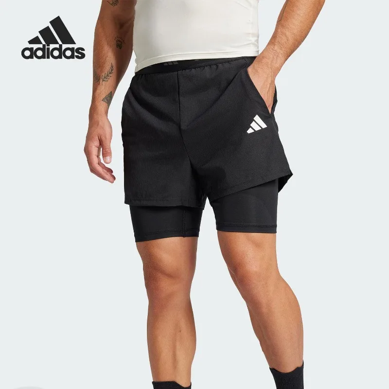 Pantalones Cortos Deportivos Adidas 2025 para Hombre, Transpirables, Dos en Uno, JE5665