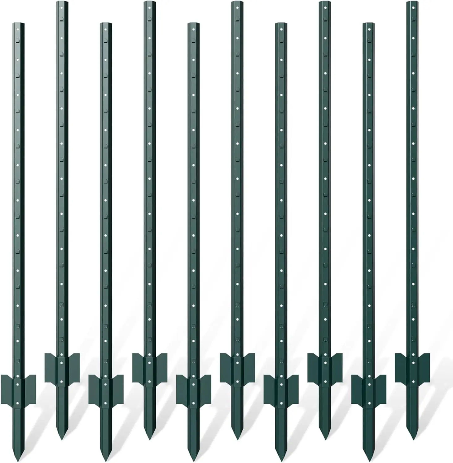 10 Pack Metal Fence Post, 6 Feet Heavy Duty Garden with U-Post, No Dig Garden Fence Stakes for Temporary Fencing, Corner Anchor