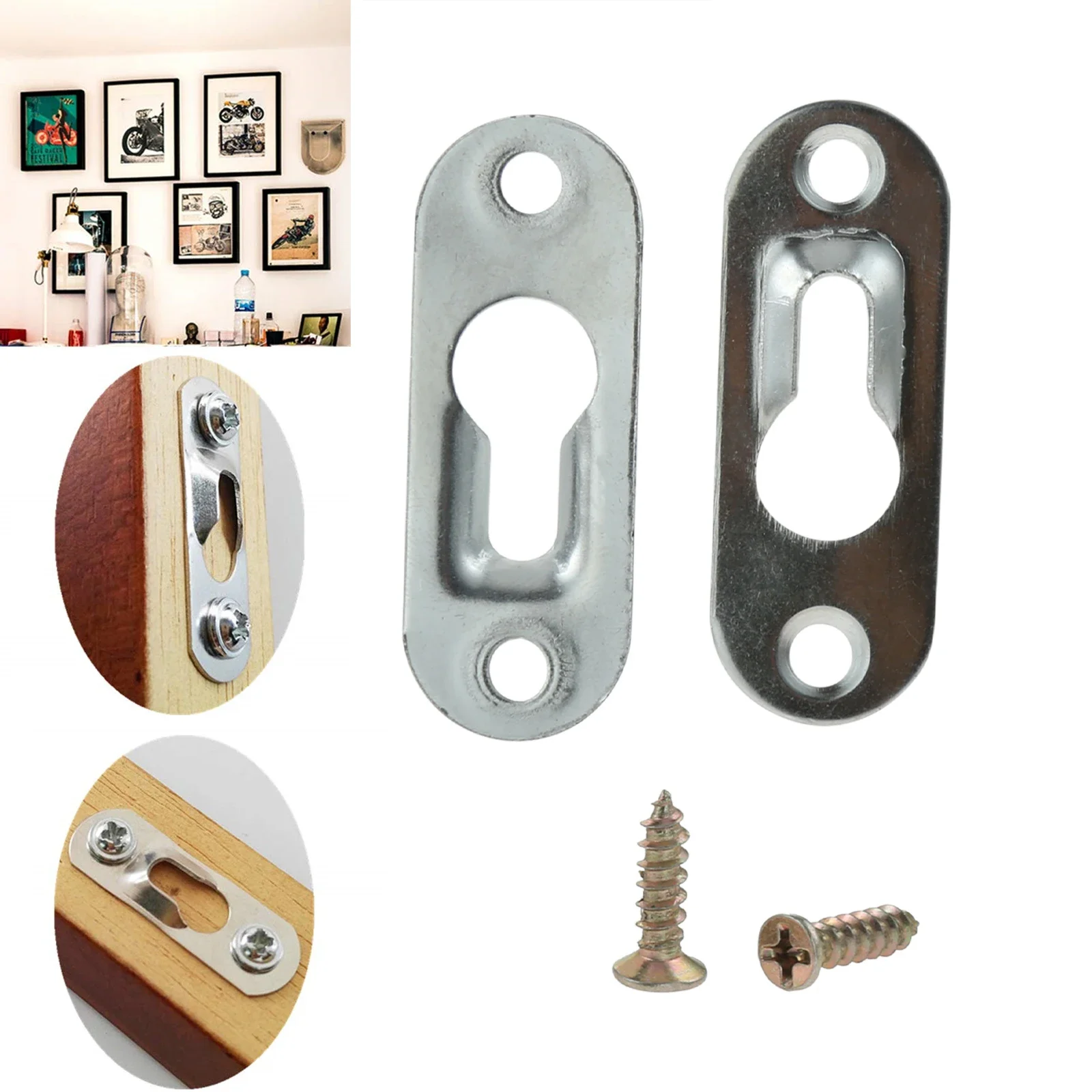 

10 Pcs/Set Keyhole Hangers Iron Hanging Plate Hardware for Mirror Oil Painting Picture Frames Metal Keyhole Hanger Fasteners