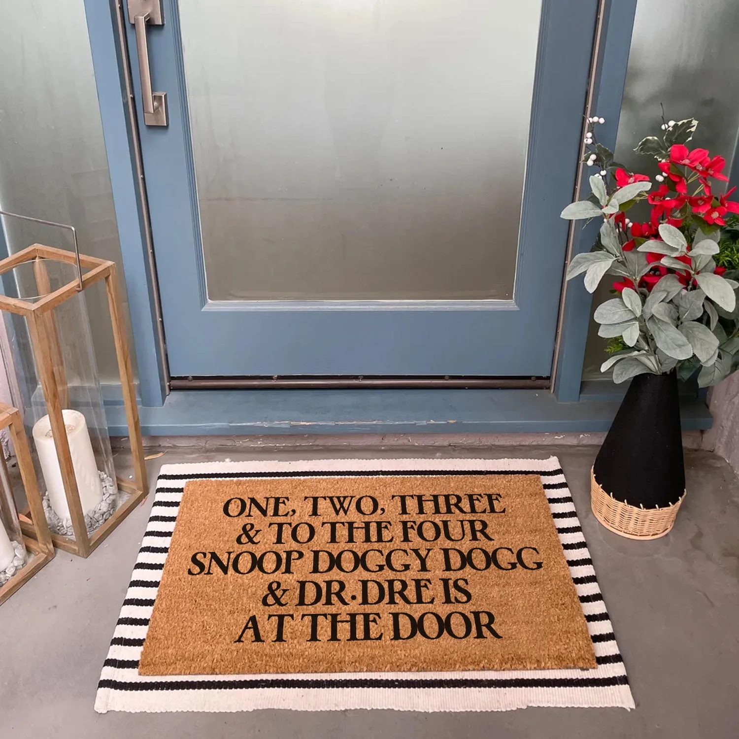 Funny Coir Doormat One Two Three and to the Four Dogg is at the Door Welcome Front Porch Decor Doormat For The Entrance Way Mat