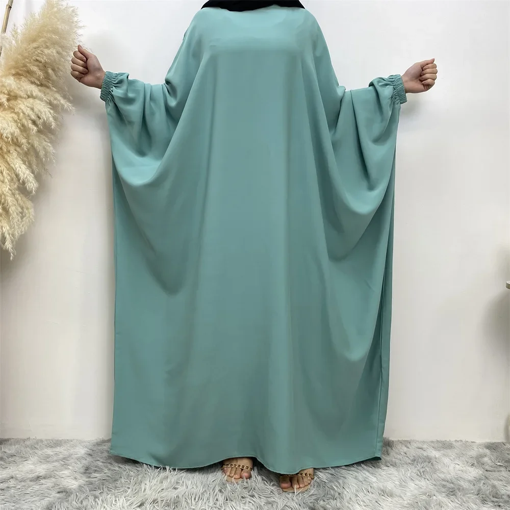 Eid Muslim Women Batwing Sleeve Dress Islamic Jalabiya Dubai Turkey Kaftan Abaya Modest Arabic Robe Ramadan Caftan Morocco Gown